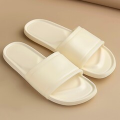 Minimalist Aesthetic: Creamy White Slip-On Sandals with Clean lines Design