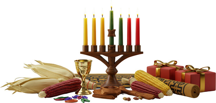 Kwanzaa Celebration Kinara Corn Gifts and Symbolic Elements of the Harvest Festival
