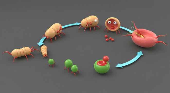 3D model of parasite lifecycle animation