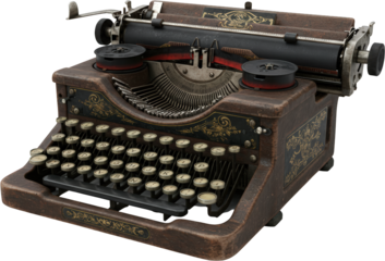 Antique Vintage Brown Wooden Typewriter Machine Retro Writing Device Old Classic Office Equipment