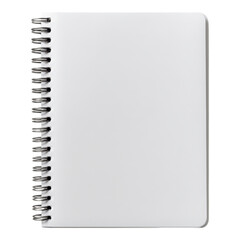 A blank spiral-bound notebook with a white cover.