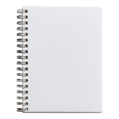 A blank spiral-bound notebook with white pages.