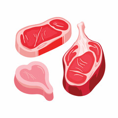 Colorful raw meat cuts arranged on white surface, culinary freshness