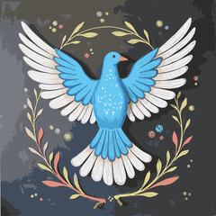 Obraz premium Colorful dove illustration symbolizing freedom on textured background