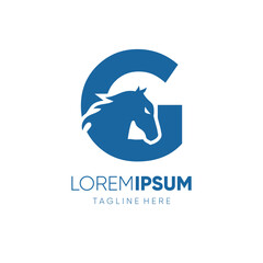 Letter G Initial Horse Logo Design Vector Icon Graphic Emblem Symbol Image Illustration 