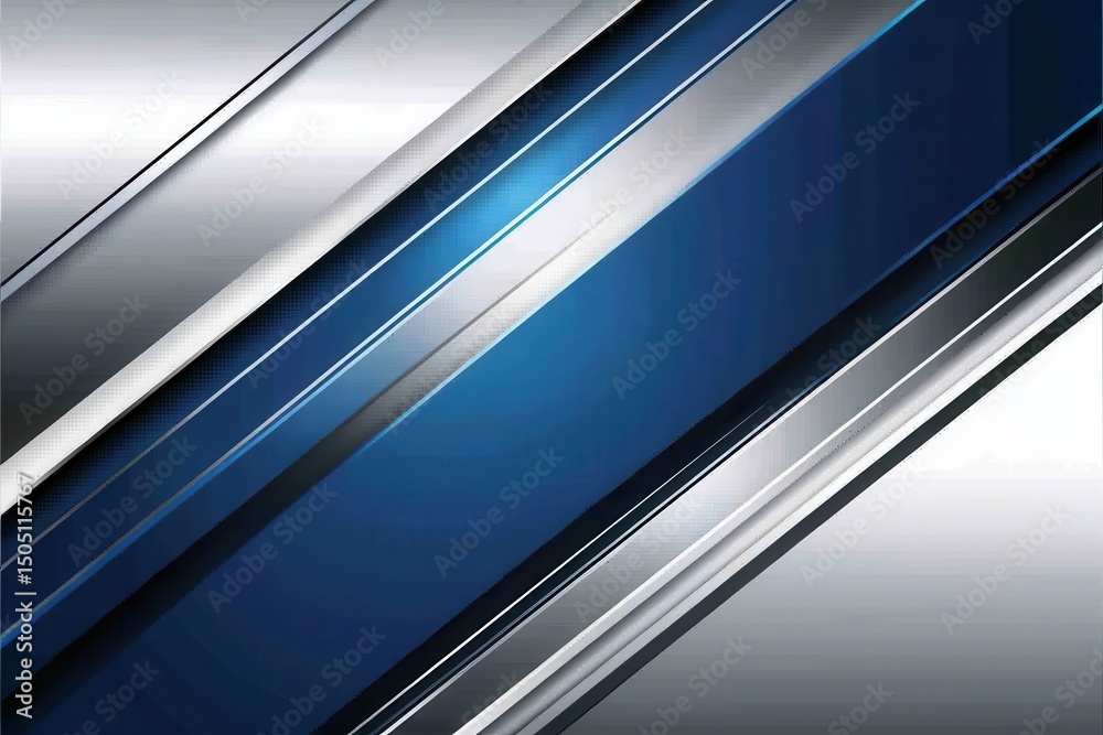 Canvas Prints sleek metallic background with blue and silver diagonal lines