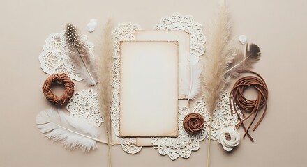 Styled Flat Lay with Vintage Paper and Natural Elements