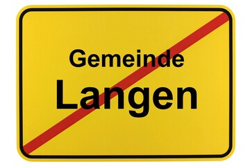 Illustration eines Ortsschildes der Gemeinde Langen in Niedersachsen