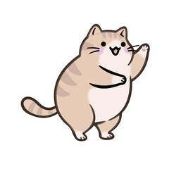 Cute Cartoon Cat Waving Hand