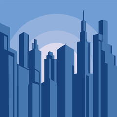 cityscape at sunrise morning landscaped vector illustration graphic design . city building view for real estate business agent banner promotion