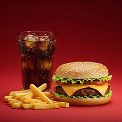 Fast Food Combo Meal: Burger, Fries, and Drink
