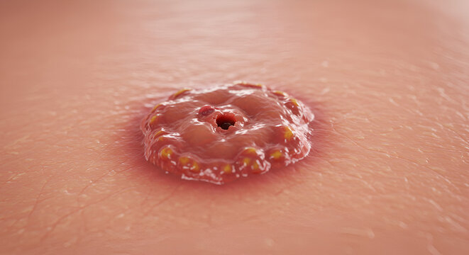 Cutaneous leishmaniasis ulcer on skin