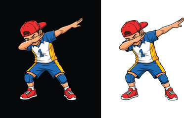 Cool Cartoon Boy Dabbing | Fun Sports Pose Design