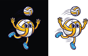 Volleyball Character Striking a Volleyball