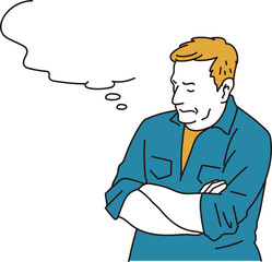 腕組をして考える欧米人男性のイラスト素材