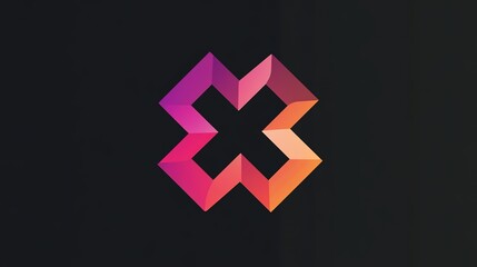 Three - Dimensional Hexagonal Geometric Figure in Orange, Pink, and Purple on a Black Background, with Strong Modern and Tech - inspired Aesthetic