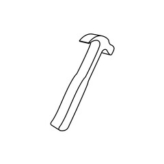 The outline of a large hammer symbol is made with black lines. 3D view of the object in perspective. Vector illustration on white background