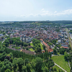 Die Kurstadt Bad Mergentheim im Lieblichen Taubertal aus der Vogelperspektive