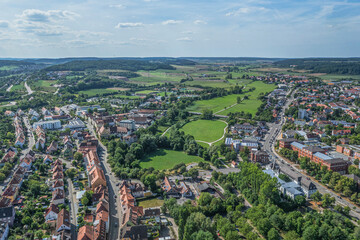 Ausblick ind Tal der Fränkischen Rezat bei Ansbach in Mittelfranken