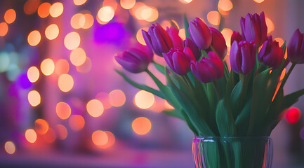 colorful tulips in a glass vase