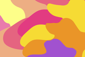 Abstract art featuring irregular shapes in yellow pink orange and purple