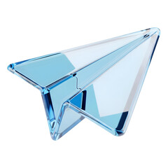 3D Glass Paper Airplane Icon Design