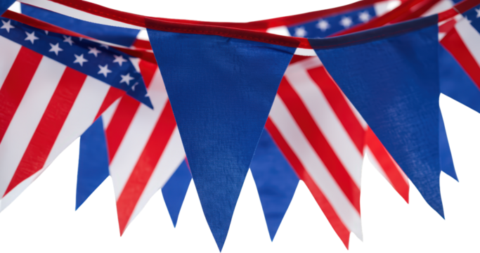 Festive Patriotism Close up of American Flag Bunting Decoration