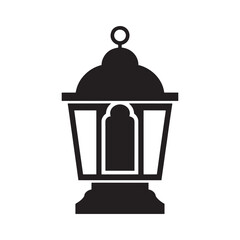 Vintage Lantern Silhouette Icon, mosque logo design Vector 