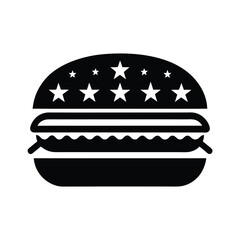 American Burger with Stars Black and White