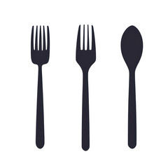 Dark-toned fork and spoon set