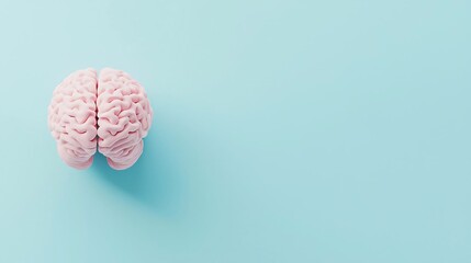 detailed pink color human brain illustration on a soft background representing concepts of science, biology, and cognitive intelligence for educational and medical design use