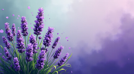 Fototapeta premium lavender splash background in energetic purple and soft green, artistic and vibrant, with copy space* 