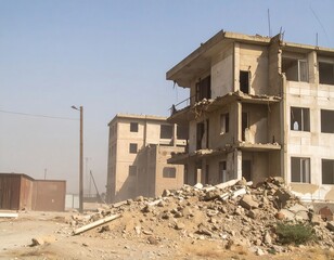 Buildings collapsed in war.After effect of war