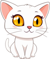 Obraz premium Adorable White Cat with Big Yellow Eyes and Sweet Expression