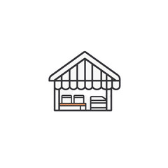 Small market stall with awning and counter