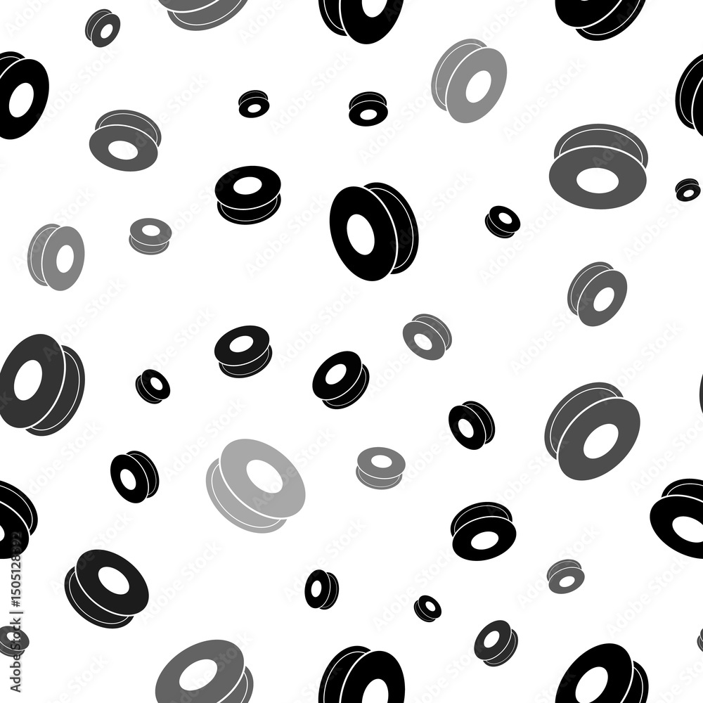 Poster seamless vector pattern with 3d printing filament symbols, creating a creative monochrome background