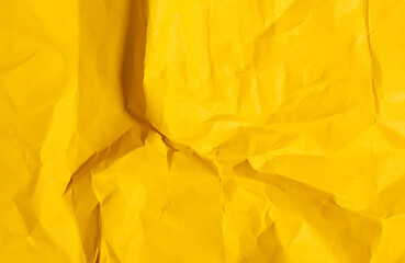 Yellow paper texture. Crumpled paper background