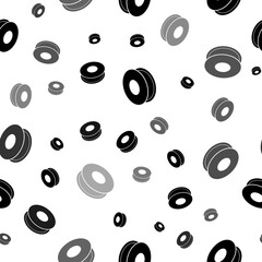 Seamless vector pattern with 3D printing filament symbols, creating a creative monochrome background with rotated elements. Illustration on transparent background