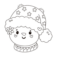 santa claus, christmas clipart, line art, hand drawn, holiday doodles,christmas sweets, snow illustration, winter elements, christmas candy, black and white, 