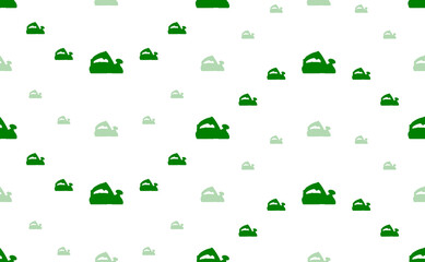 Seamless pattern of large and small green electric plane symbols. The elements are arranged in a wavy. Illustration on light green background