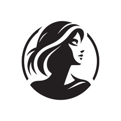 beautiful woman vector silhouette clip art logo design illustration