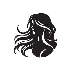 beautiful woman vector silhouette clip art logo design illustration