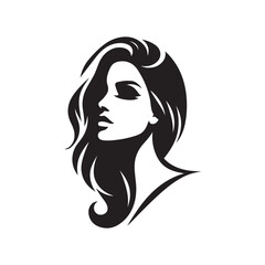 beautiful woman vector silhouette clip art logo design illustration