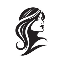 beautiful woman vector silhouette clip art logo design illustration
