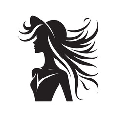 beautiful woman vector silhouette clip art logo design illustration