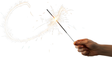 Sparkling Celebration Hand Holding a Burning Sparker Creating a Festive Design