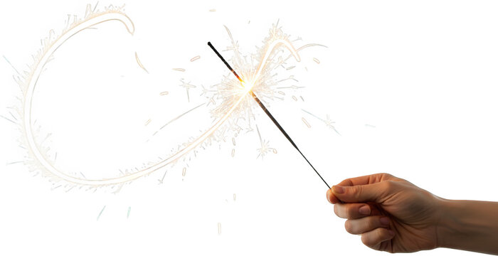 Sparkling Celebration Hand Holding a Burning Sparker Creating a Festive Design