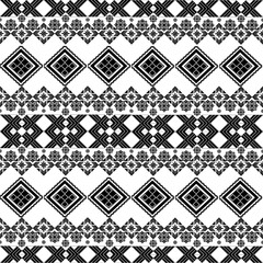 Ethnic Geometric Pattern in Black and White – Seamless Tribal Textile Design