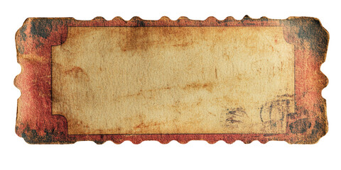 Vintage ticket stub, aged paper, red border