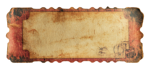 Vintage ticket stub, aged paper, red border